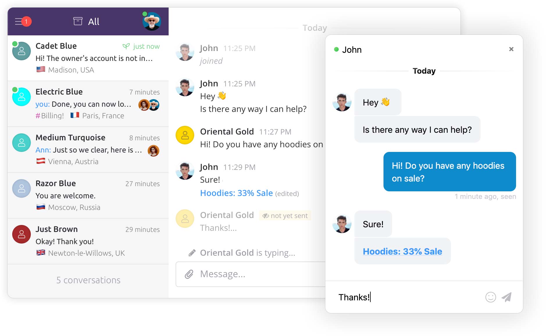 Live chat, chatbots, e-mail & social messaging | Chatra