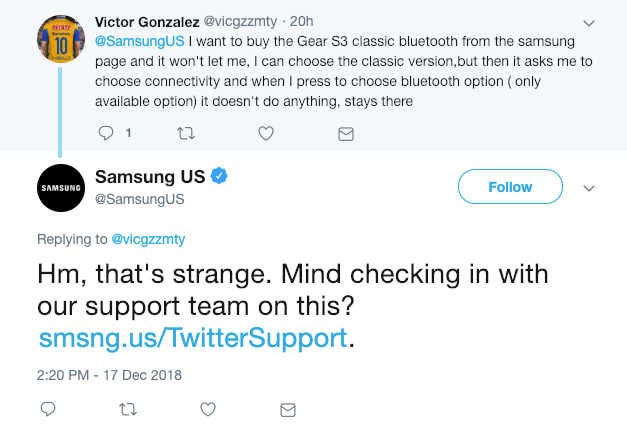 Samsung's Twitter Channel switching strategy example