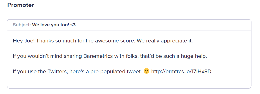 Asking your promoters to share a pre-written tweet